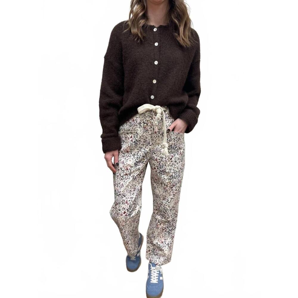 NEW LOVLOV wild flowers barrel fit pull-on pants in multicolor